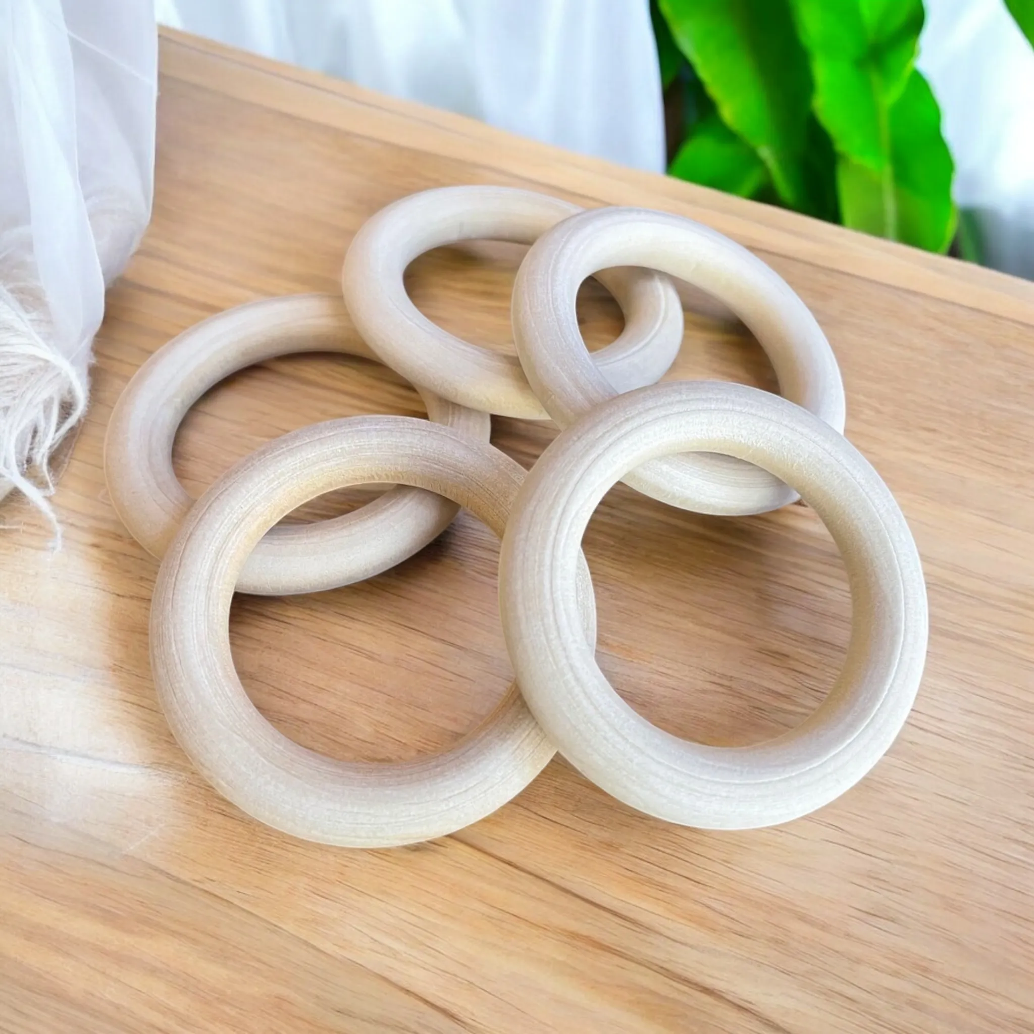 Natural Raw Unfinished Wooden Rings | 55mm