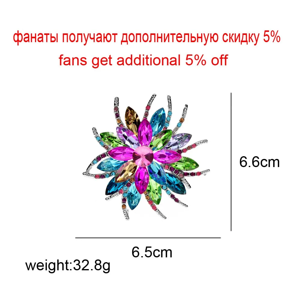 New Arrival Crystal Flower Brooches For Women