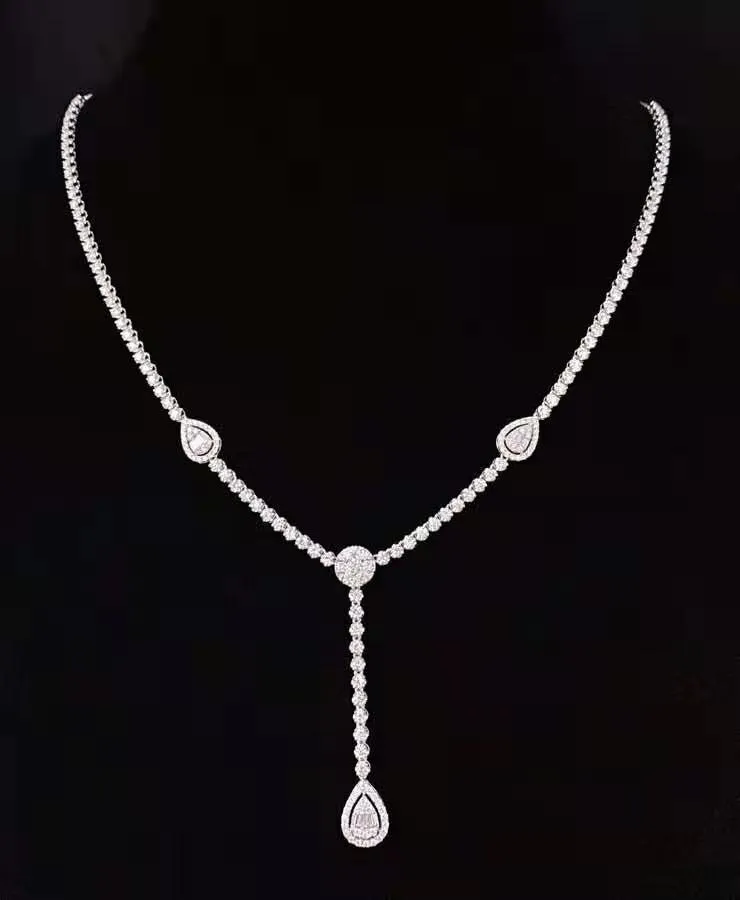 new fashion Au750/18k real gold luxury diamond necklace jewelry for women&amp;lady&amp;party&amp;gift&amp;wedding