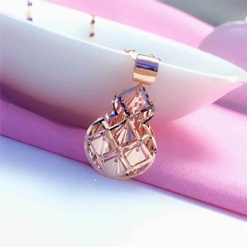 New in shiny gourd neckalce for woman 585 purple gold plated 14K rose gold pendant