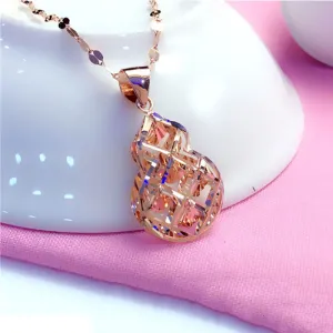 New in shiny gourd neckalce for woman 585 purple gold plated 14K rose gold pendant