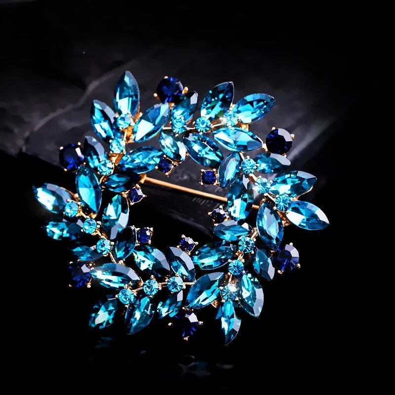 New Large Size Crystal Wreath Brooch