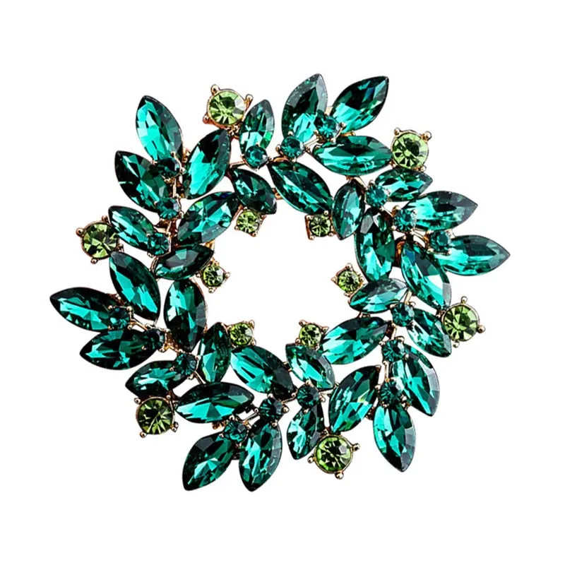 New Large Size Crystal Wreath Brooch