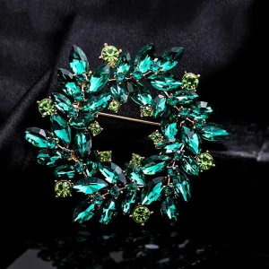New Large Size Crystal Wreath Brooch