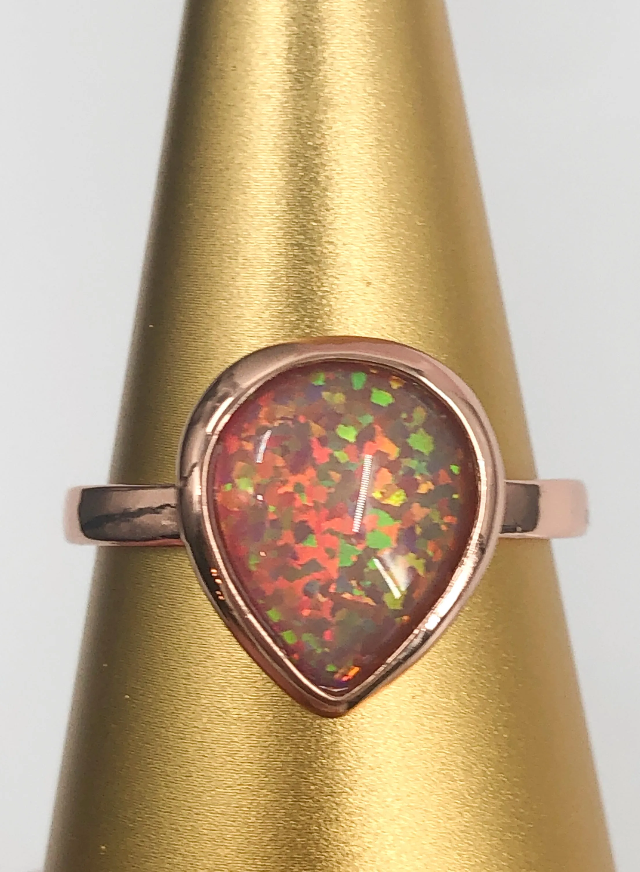 ODELE OPAL TEARDROP RING IN ROSE GOLD