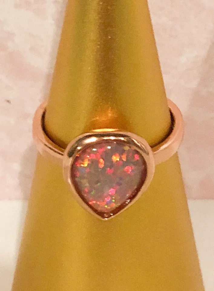 ODELE OPAL TEARDROP RING IN ROSE GOLD
