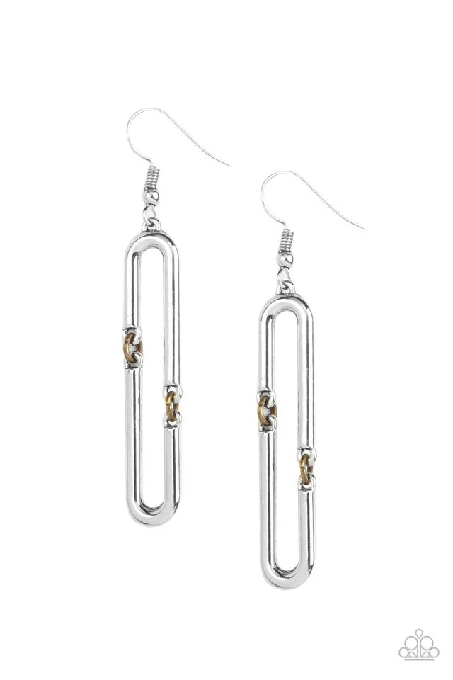 Paparazzi Earring ~ Linked and Synced - Silver