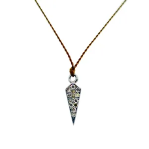 Pave Diamond Dagger   Sterling Silver Pendant Necklace