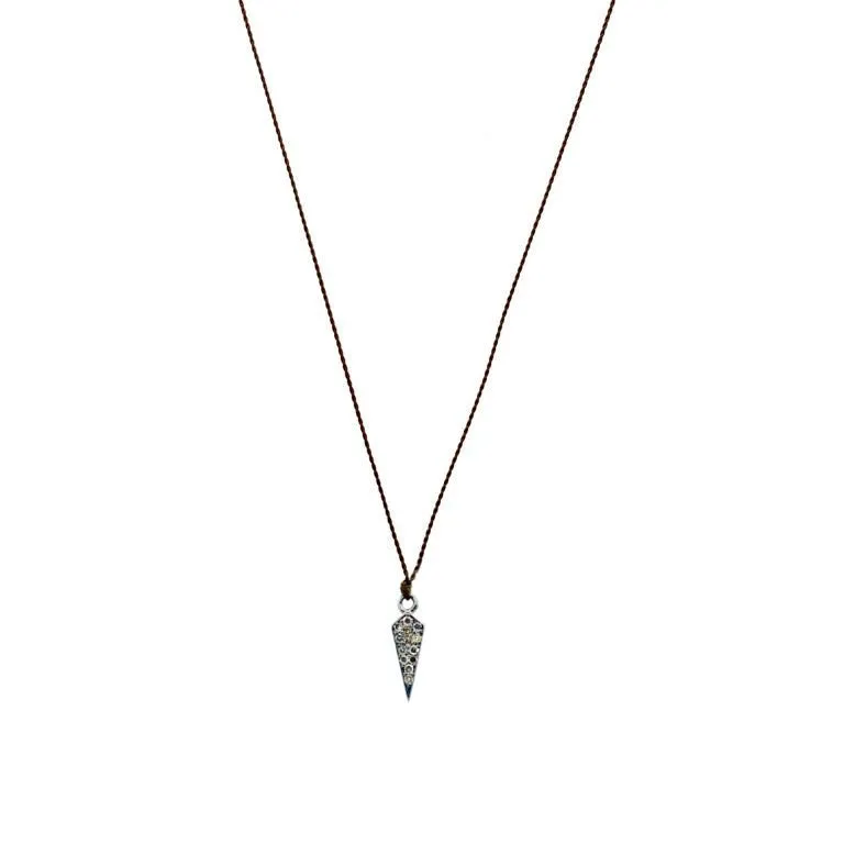 Pave Diamond Dagger   Sterling Silver Pendant Necklace