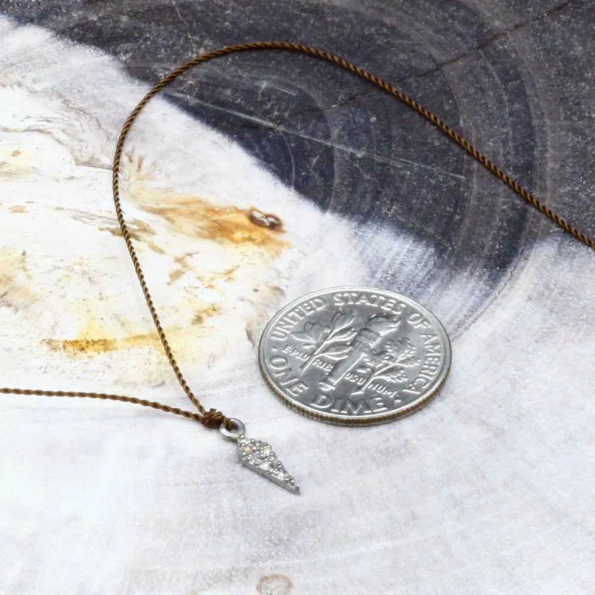 Pave Diamond Dagger   Sterling Silver Pendant Necklace