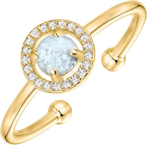 PAVOI 14K Gold Plated Adjustable Created Opal Rings - Stacking Rings for Women