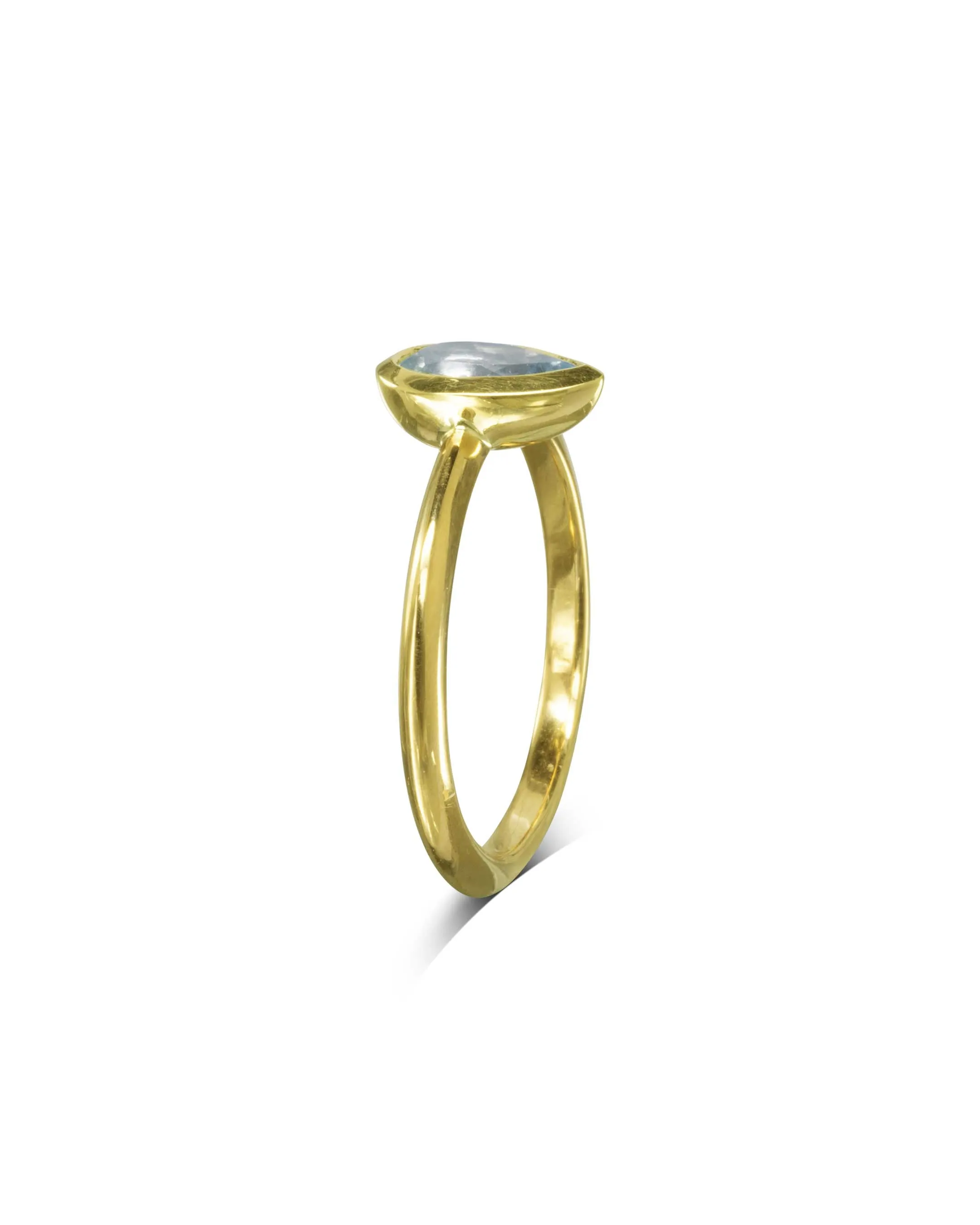 Pear Aquamarine Yellow Gold Solitaire Ring