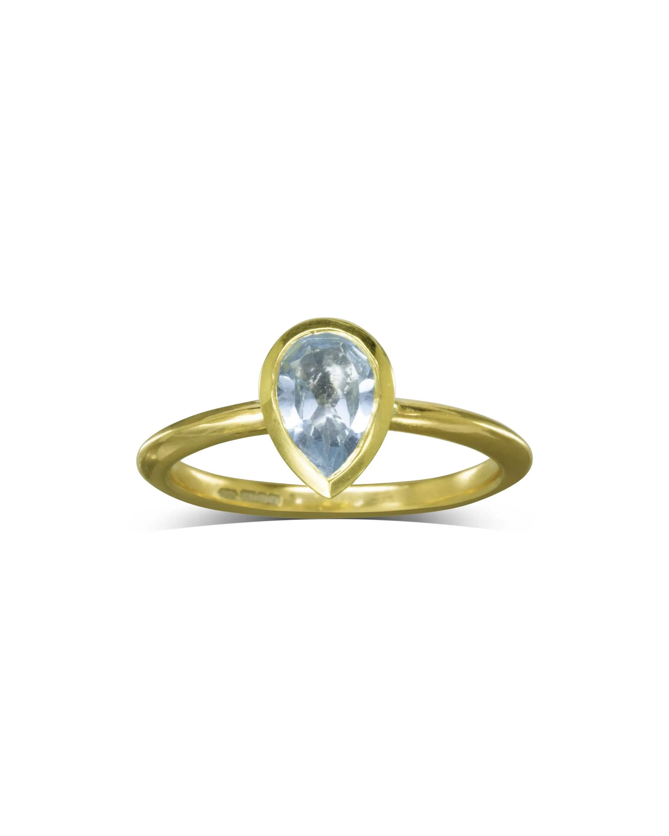 Pear Aquamarine Yellow Gold Solitaire Ring