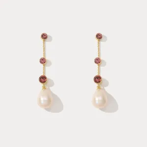 Pearl Diamond Station Earrings