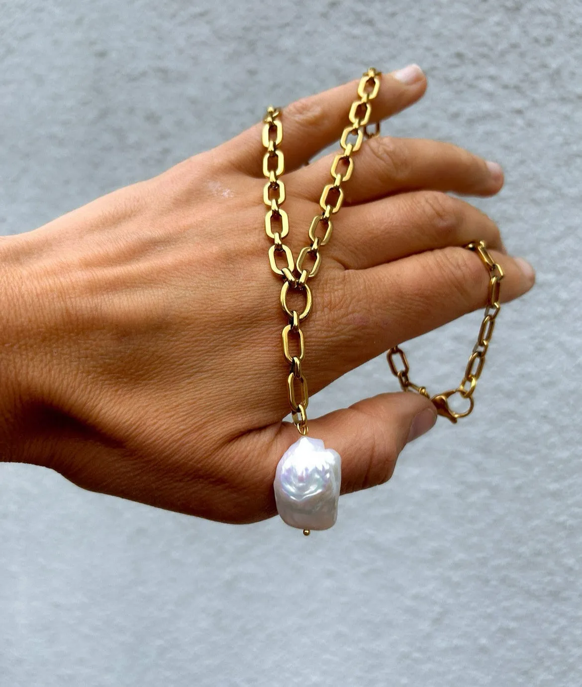Pearl Gold Plated Lariat Necklace