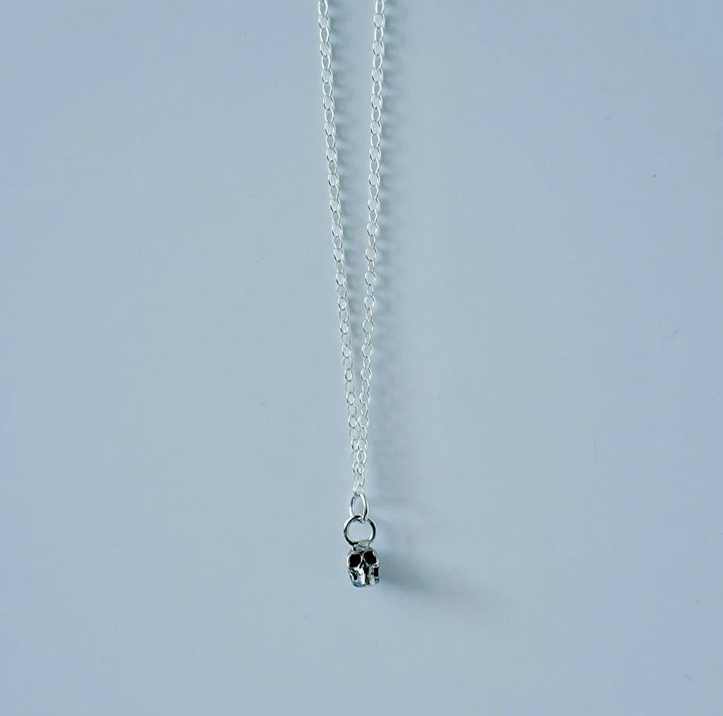 Petite Skull Layering Necklace in Sterling Silver / Ready to ship
