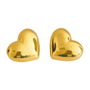 Polish My Heart Stud Earrings - Gold