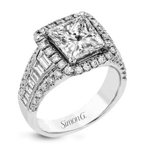 Princess-Cut Halo Engagement Ring In 18k Gold With Diamonds LR1164-PC WHITE 18K SEMI