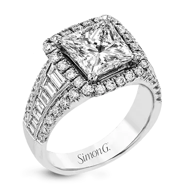 Princess-Cut Halo Engagement Ring In 18k Gold With Diamonds LR1164-PC WHITE 18K SEMI