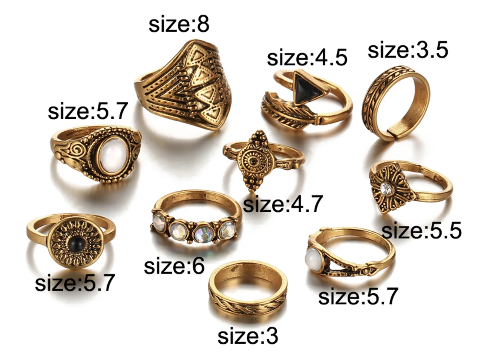 Princess of Crystals - 10 Ring Set