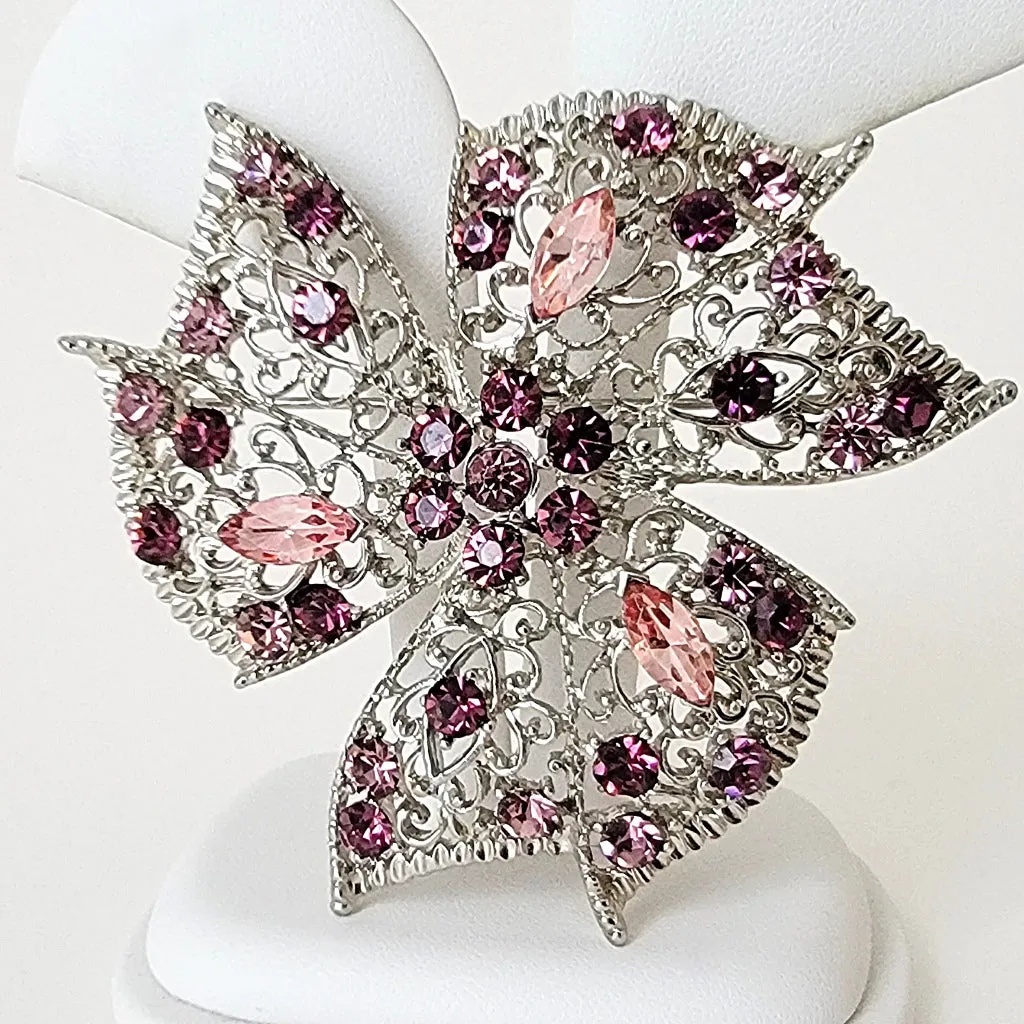 Purple Rhinestone Brooch Lapel Pin
