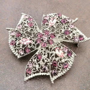 Purple Rhinestone Brooch Lapel Pin