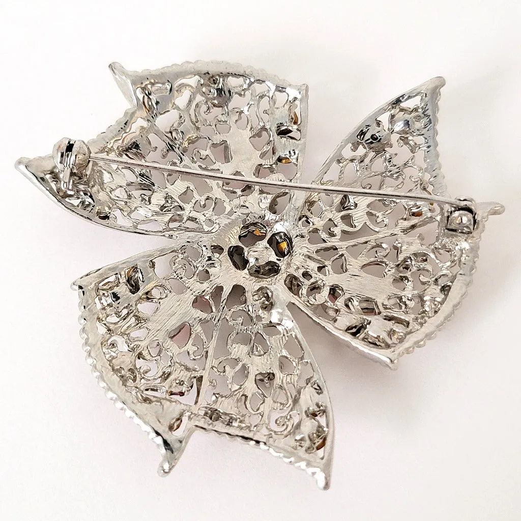 Purple Rhinestone Brooch Lapel Pin