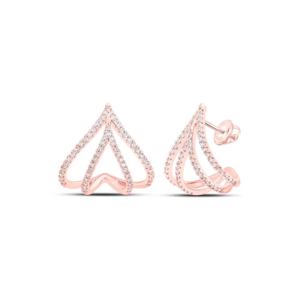 Radiant Rose Gold Diamond Half Hoop Earrings