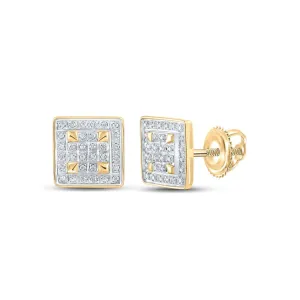 Radiant Square Diamond Earrings in 10kt Yellow Gold - Captivating Brilliance and Timeless Elegance