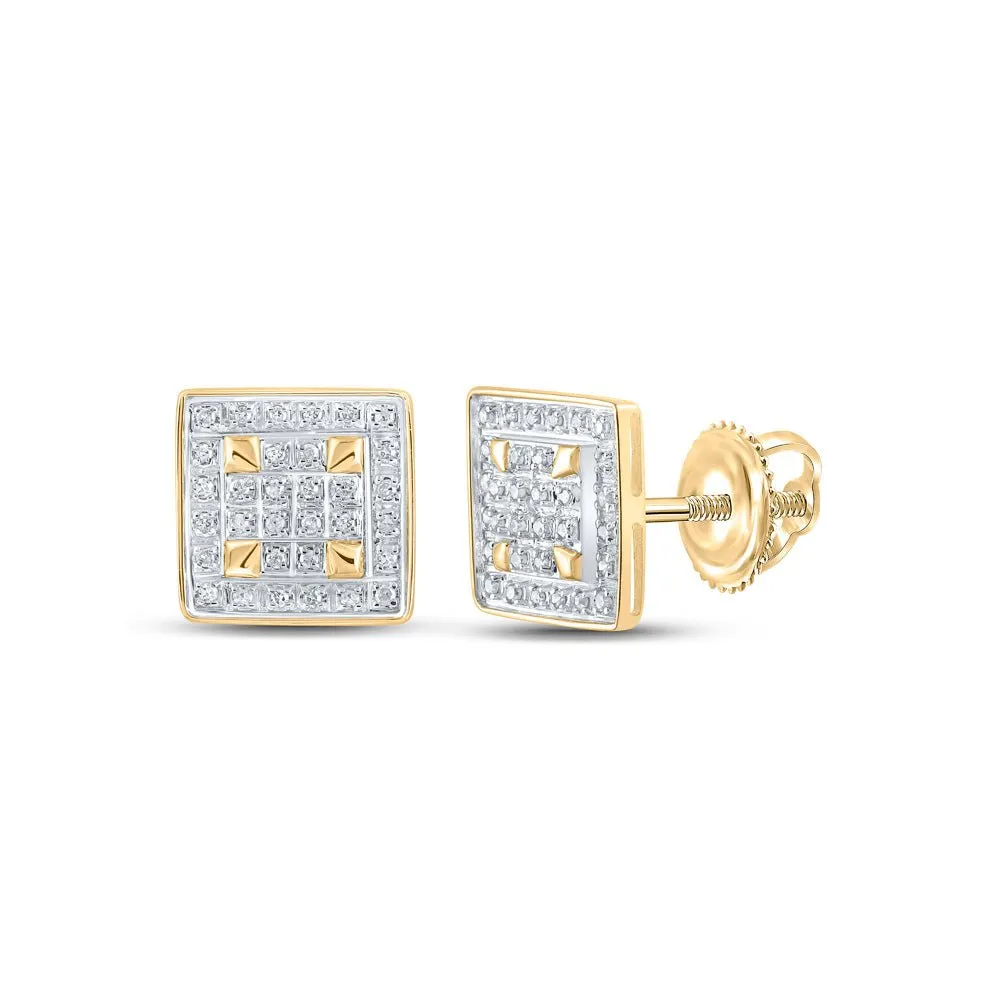 Radiant Square Diamond Earrings in 10kt Yellow Gold - Captivating Brilliance and Timeless Elegance