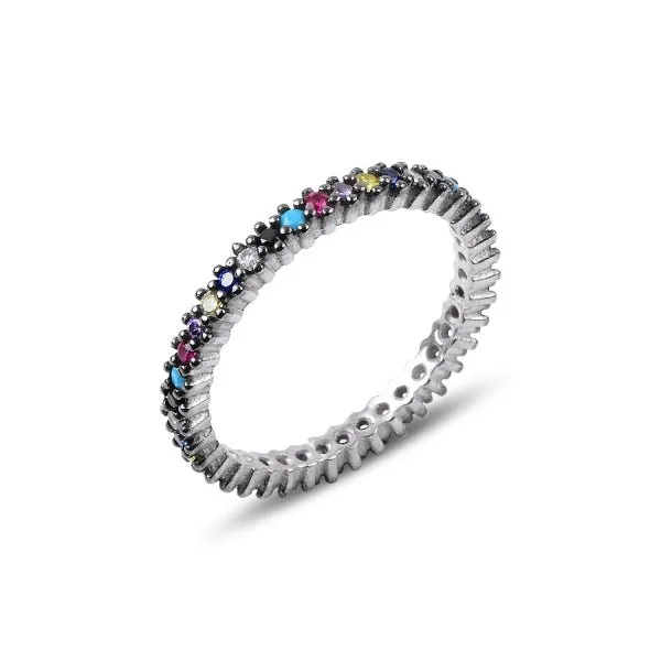 Rainbow single line eternity ring