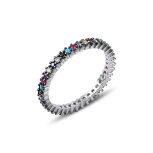 Rainbow single line eternity ring