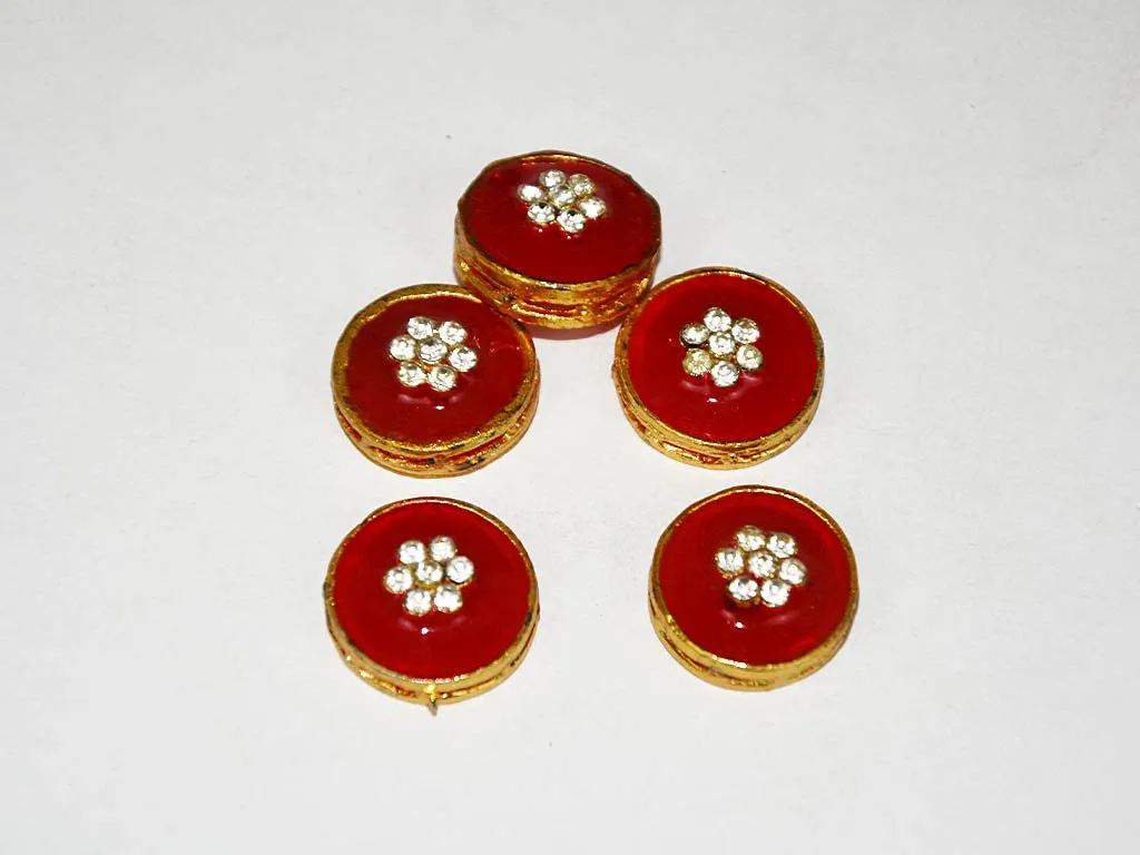Red Designer Circular Kundan Beads