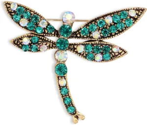Retro Dragonfly Crystal Brooch Pins Elegant Rhinestone Animal Lapel Brooches Novelty Funny Pins Fashion Jewelry Suit Brooches Accessories for Women Girl