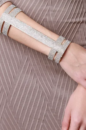Rhinestone Long Cuff Bracelet