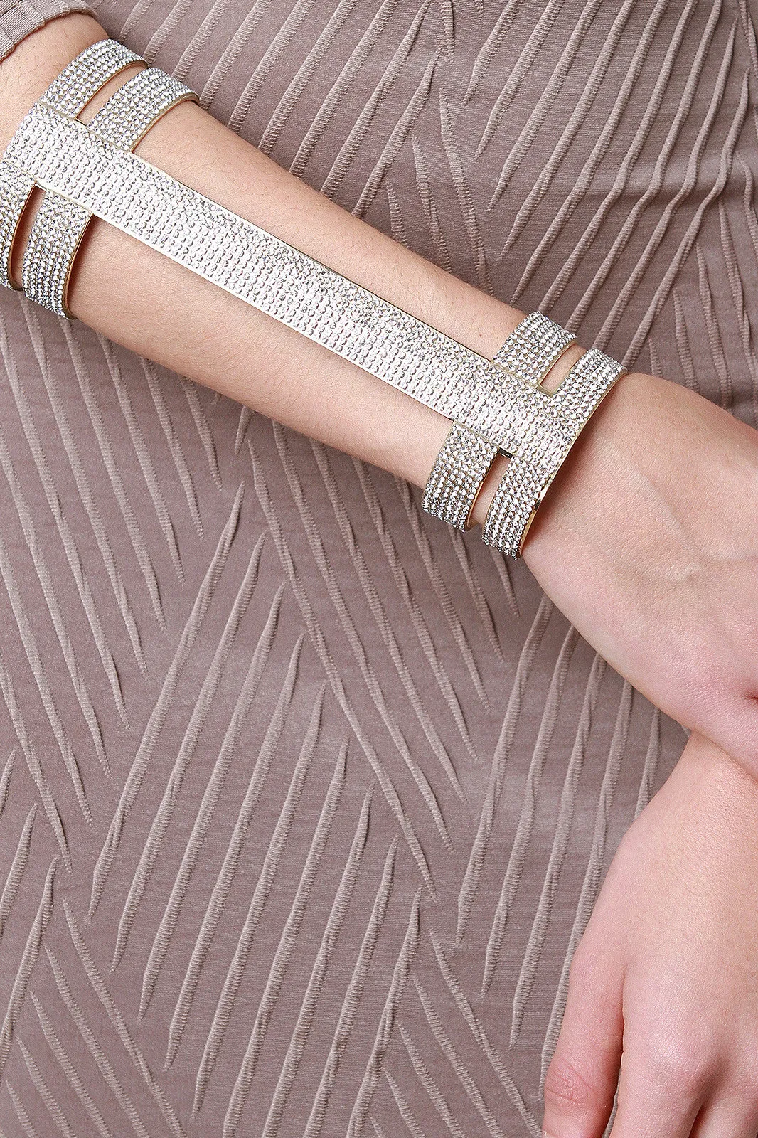 Rhinestone Long Cuff Bracelet