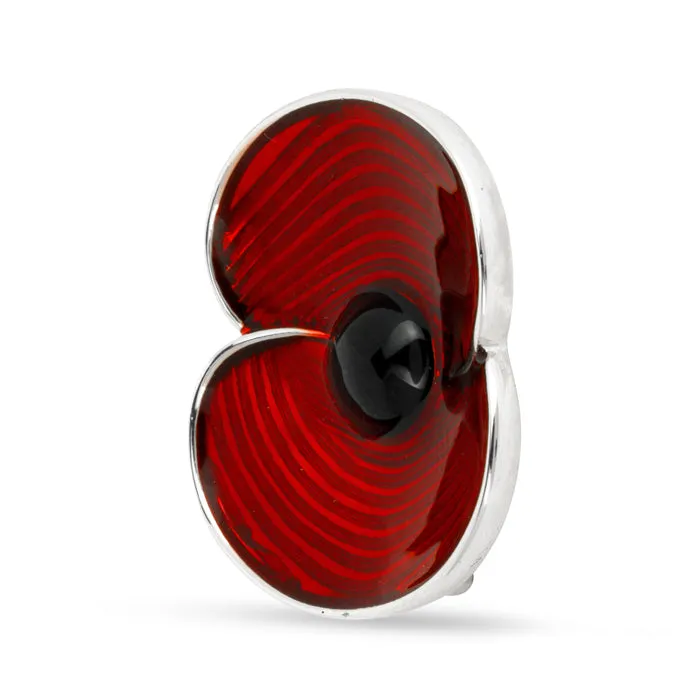 Ripples of Remembrance Poppy Silver Tone Brooch