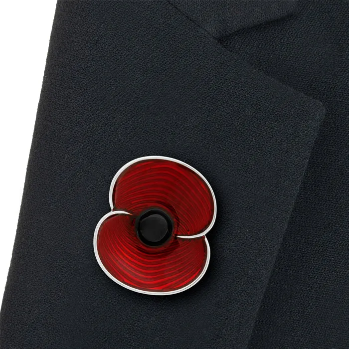 Ripples of Remembrance Poppy Silver Tone Brooch