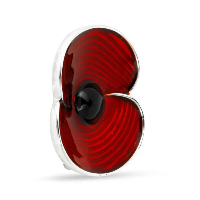 Ripples of Remembrance Poppy Silver Tone Brooch