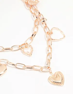 Rose Gold Heart Charm Layered Necklace