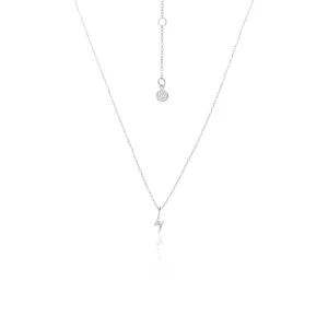 SILK & STEEL - Superfine Lightening Bolt Necklace WHITE TOPAZ/SILVER