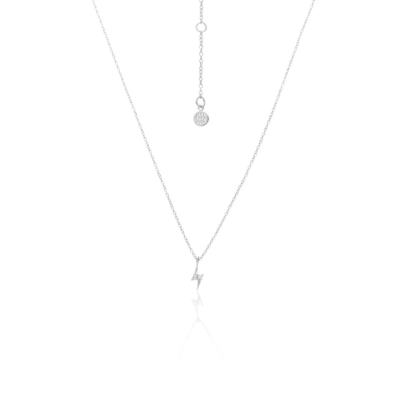 SILK & STEEL - Superfine Lightening Bolt Necklace WHITE TOPAZ/SILVER