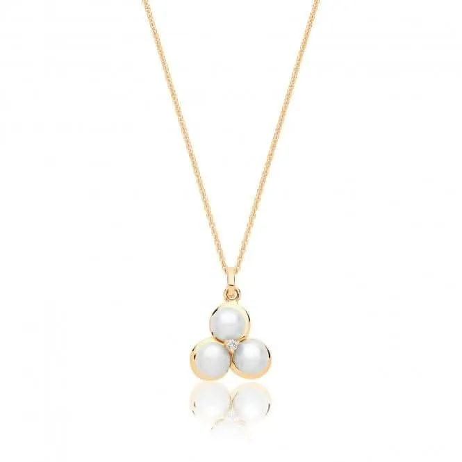Silver & Co Yellow Gold Plated Pearl CZ Pendant SPG0077Y