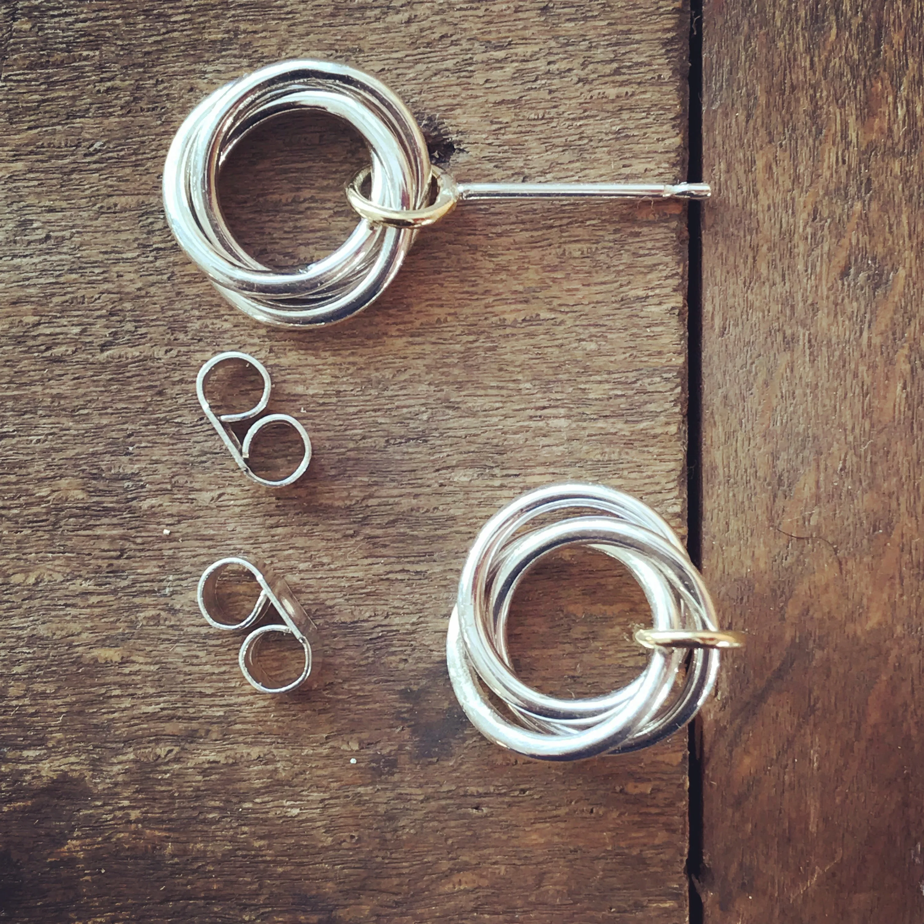 Silver and 18ct gold earrings - contemporary, unique, bespoke