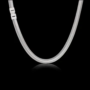 Simple Stainless Steel Flat Snake Chain