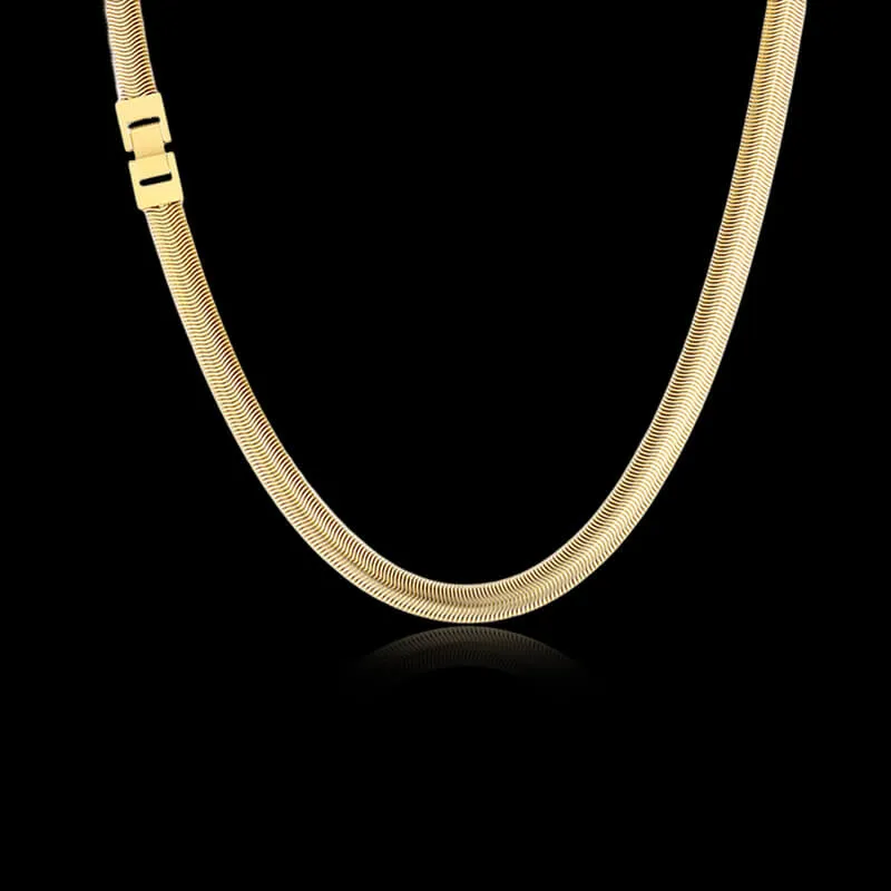 Simple Stainless Steel Flat Snake Chain