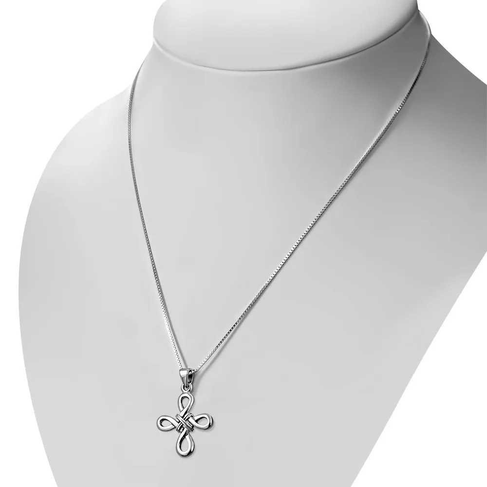 Solid Silver Celtic Knot Cross Shape Pendant