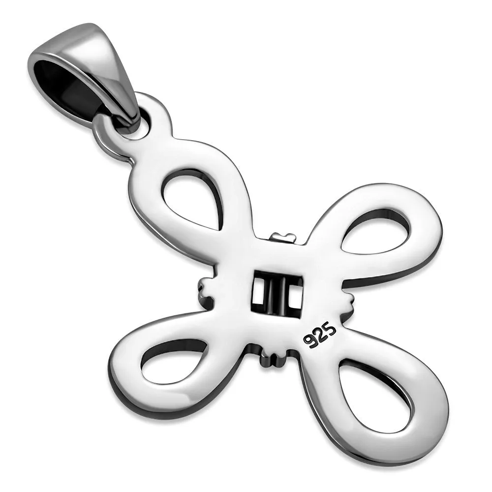 Solid Silver Celtic Knot Cross Shape Pendant