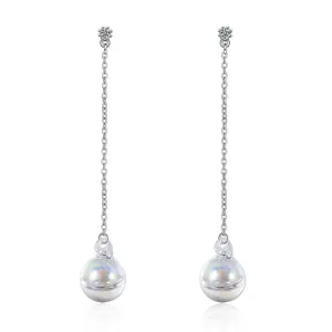Sphere Rainbow Glass White Gold Layered Dangle Earrings