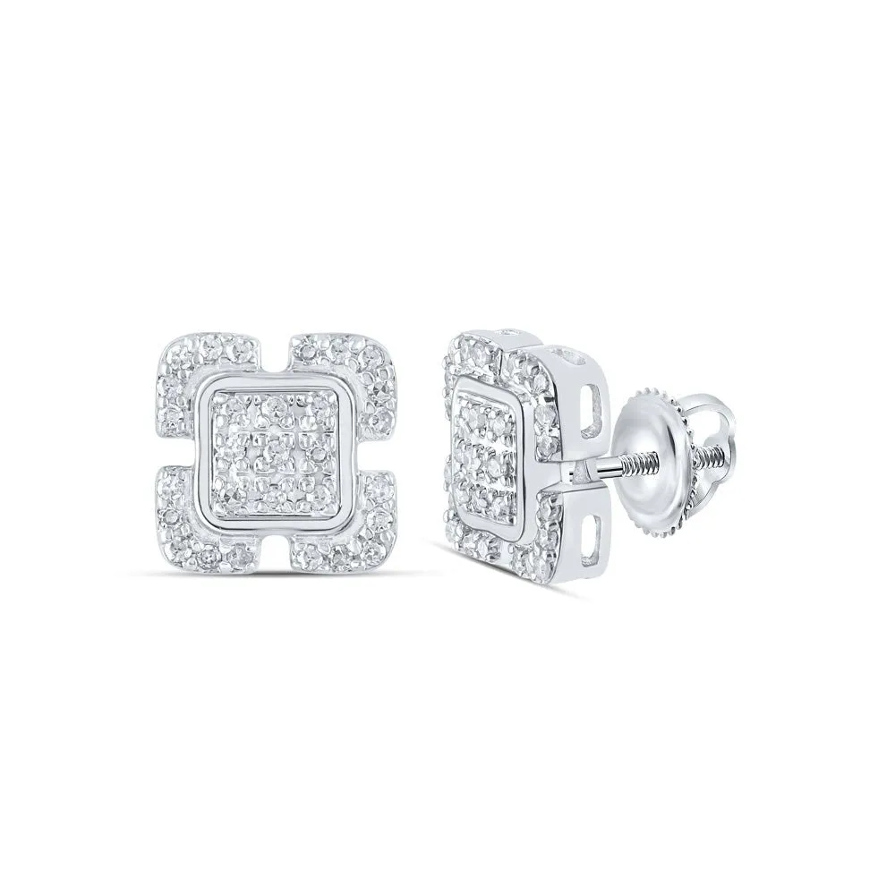 Splendid Jewellery 10kt White Gold Diamond Square Earrings - Timeless Brilliance